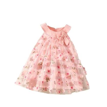 Imagem de Vestido de Princesa de Malha para Bebê Menina (0-3 anos) - Verão, Sem Mangas, com Laço Floral
