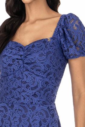 Imagem de Vestido De Renda Longuete Godê Azul Via Tolentino