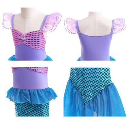 Imagem de Vestido de sereia Danvren Princess Costume Girl 3-8 anos