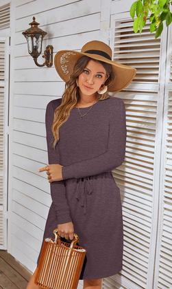 Imagem de Vestido de suéter Simier Fairy feminino, moda de outono, roxo, M