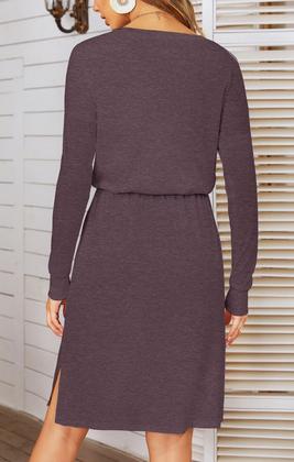 Imagem de Vestido de suéter Simier Fairy feminino, moda de outono, roxo, M