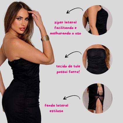 Imagem de Vestido de Tule com Fenda Lateral e Zíper