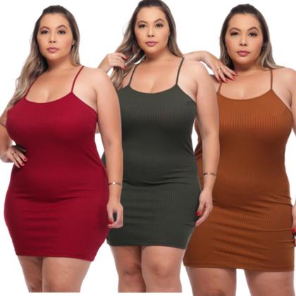 Imagem de Vestido de Verão Calor Moda Praia Plus Size Modelador Alcinha Até o 54