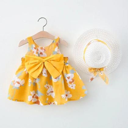 Imagem de Vestido de Verão Infantil com Alça de Laço Grande - Vestido de Festa para Meninas