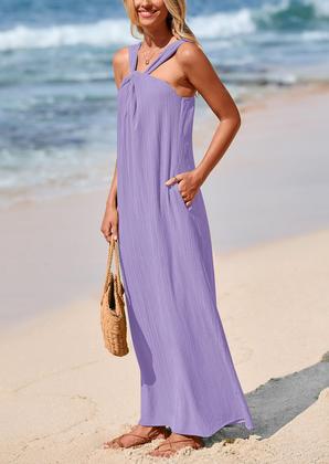 Imagem de Vestido de verão PRETTYGARDEN feminino 2025, com tiras soltas, roxo
