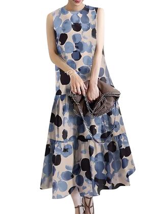 Imagem de Vestido De Verão Sem Mangas Estampado Floral Boêmio Para Mulheres Com Babados Casual Longo 2024