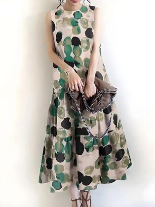 Imagem de Vestido De Verão Sem Mangas Estampado Floral Boêmio Para Mulheres Com Babados Casual Longo 2024