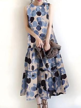 Imagem de Vestido De Verão Sem Mangas Estampado Floral Boêmio Para Mulheres Com Babados Casual Longo 2024