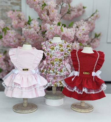 Imagem de Vestido Doce Infância Poá Vermelho para cachorro e gato