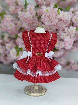 Imagem de Vestido Doce Infância Poá Vermelho para cachorro e gato