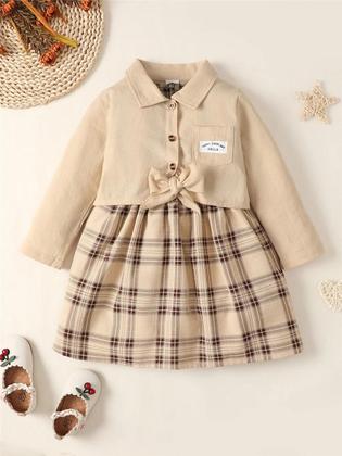 Imagem de Vestido e Blusa Xadrez para Bebê (1-6 anos) - Primavera/Outono