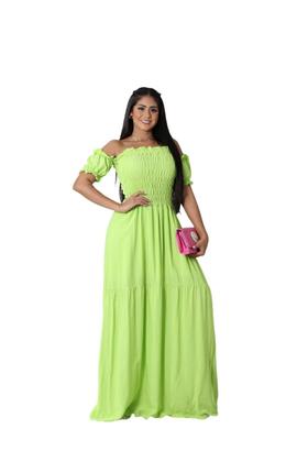 Imagem de Vestido  elastex longo  de tecido viscolinho com  forro