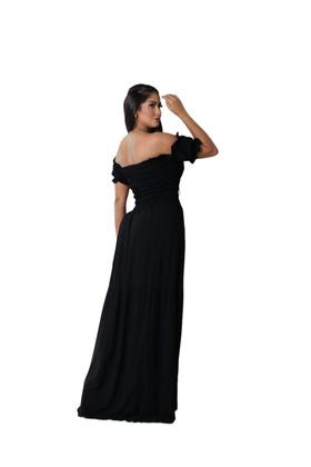 Imagem de Vestido  elastex longo  de tecido viscolinho com  forro