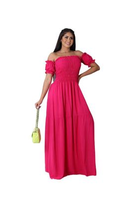 Imagem de Vestido  elastex longo  de tecido viscolinho com  forro