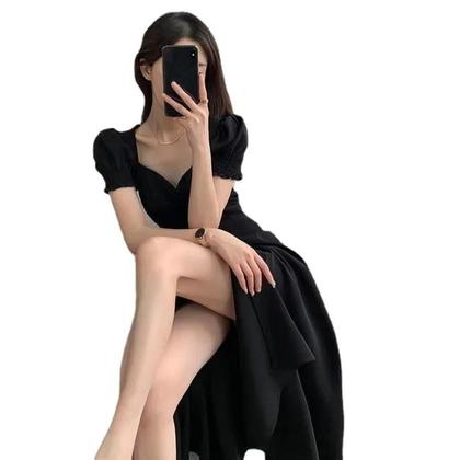 Imagem de Vestido Elegante Com Decote Em V E Mangas Bufantes Para Mulheres, Vestido De Festa Com Cintura Alta