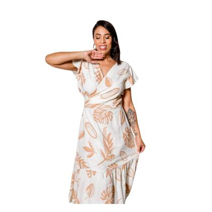 Imagem de Vestido envelope transpassado midi forrado
