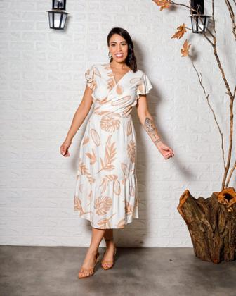 Imagem de Vestido envelope transpassado midi forrado