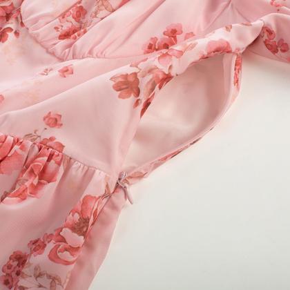 Imagem de Vestido: espartilho Scarlet Darkness, rosa, floral, chiffon, verão