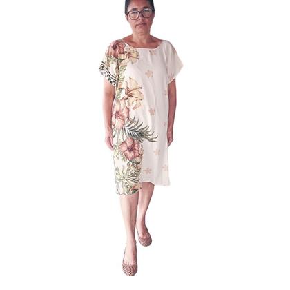 Imagem de Vestido Estampado Feminino Manga Curta Soltinho Evangelico Azul GG