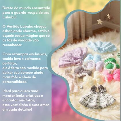Imagem de Vestido Estiloso para Labubu Roupinha Exclusiva 6 Cores