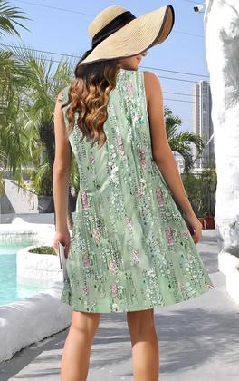 Imagem de Vestido ETCYY Vestidos de verão para mulheres, férias, praia, decote em V, sem mangas