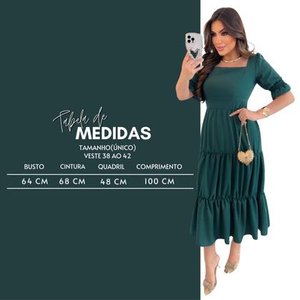 Imagem de Vestido Evangélico Alfaiataria Verde Longo com Babado 