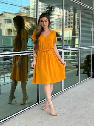 Imagem de Vestido evangelico com manga duna com elastico cintura