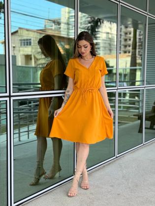 Imagem de Vestido evangelico com manga duna com elastico cintura