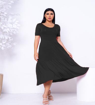 Imagem de Vestido Evangélico Soltinho Casual Festa Convidada Manga Curta