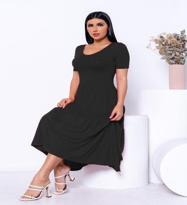 Imagem de Vestido Evangélico Soltinho Casual Festa Convidada Manga Curta