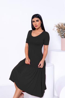 Imagem de Vestido Evangélico Soltinho Casual Festa Convidada Manga Curta