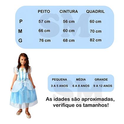 Imagem de Vestido Fantasia Azul Princesa Cinderela Disney Tam G