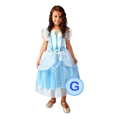 Imagem de Vestido Fantasia Azul Princesa Cinderela Disney Tam G