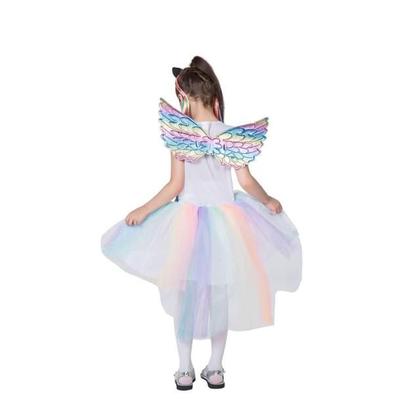 Imagem de Vestido Fantasia Carnaval Halloween Unicórnio Com Saia Tule Asas e Tiara