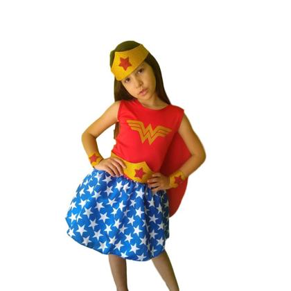 Imagem de Vestido Fantasia Da Mulher Maravilha Com Acessórios