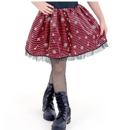 Imagem de Vestido Fantasia de Menina Pirata Piratinha Festas Carnaval + Bandana