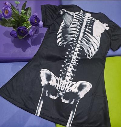 Imagem de Vestido fantasia esqueleta Halloween caveira infantil