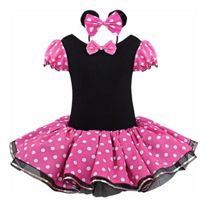 Imagem de Vestido Fantasia Halloween Carnaval Infantil Rosa Ou Vermelho com Bolinhas Brancas