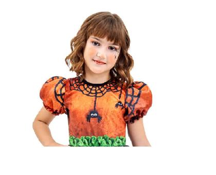 Imagem de Vestido Fantasia Infantil Bruxa Bruxinha Teias Festas Halloween