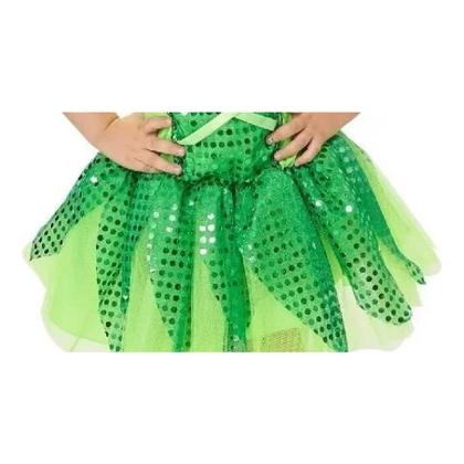 Imagem de Vestido Fantasia Infantil Tinkerbell Fada Fadinha Sininho + KIT Tiara Varinha Asa