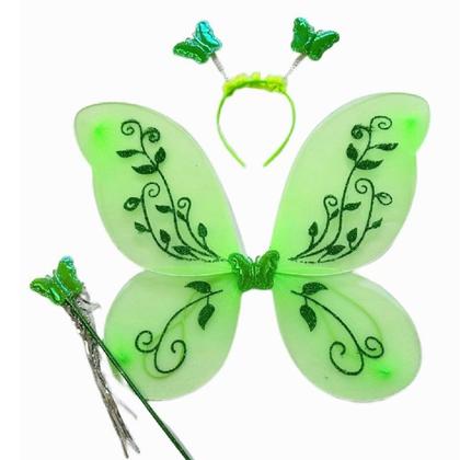 Imagem de Vestido Fantasia Infantil Tinkerbell Fada Fadinha Sininho + Tiara Varinha Asa