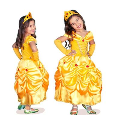 Imagem de Vestido Fantasia Menina Infantil Festas Princesa A Bela e a Fera