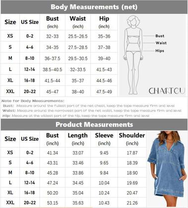 Imagem de Vestido feminino CHARTOU, jeans solto, manga curta, azul casual