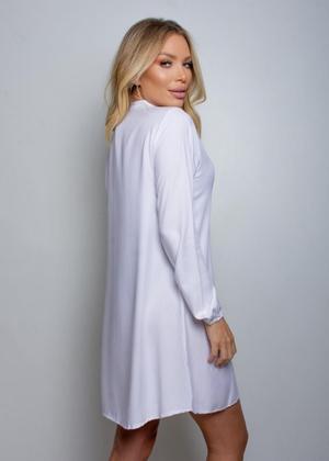 Imagem de Vestido Feminino Chemise Decote Trançado Camisão Manga Longa