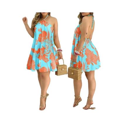 Imagem de Vestido Feminino com Estampa Tropical - Gola Halter, Costas Nuas, Ideal para Verão e Primavera