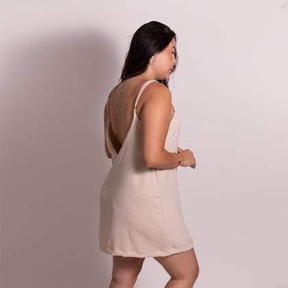 Imagem de vestido feminino crepe casual tecido duna costas abertas alcinha regulavel basico
