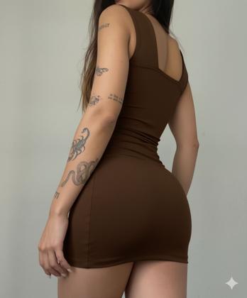 Imagem de Vestido Feminino Curto Com Alça Estiloso Moda Blogueira Slim