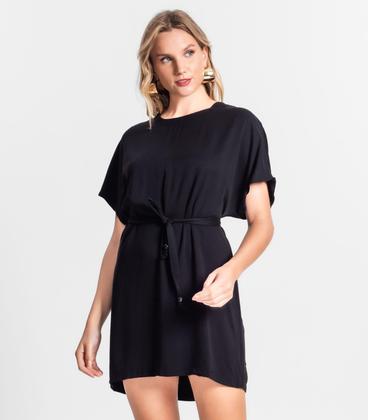 Imagem de Vestido Feminino Curto Com Cinto Viscose Endless Preto
