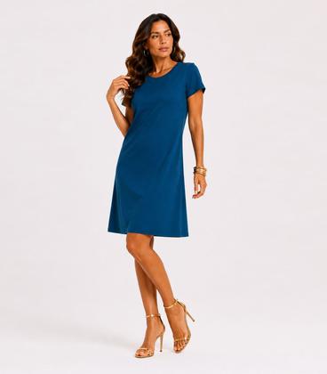 Imagem de Vestido Feminino Curto Com Manga Infinita Cor Azul