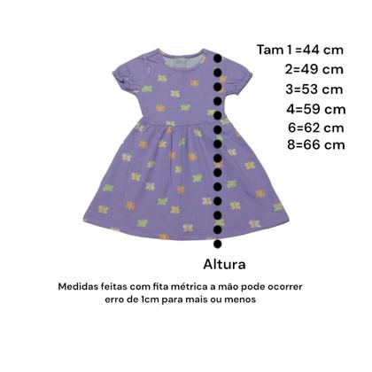 Imagem de Vestido Feminino Curto Infantil Malwee Lilás com desenhos Tam. 01